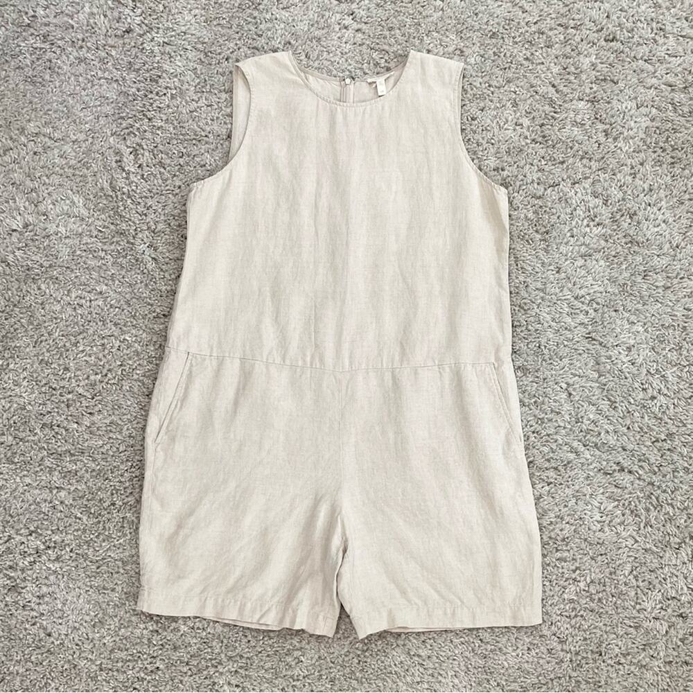 Eileen Fisher Organic Linen Relaxed Romper/Jumpsuit Women’s s Size Large - Picture 7 of 13